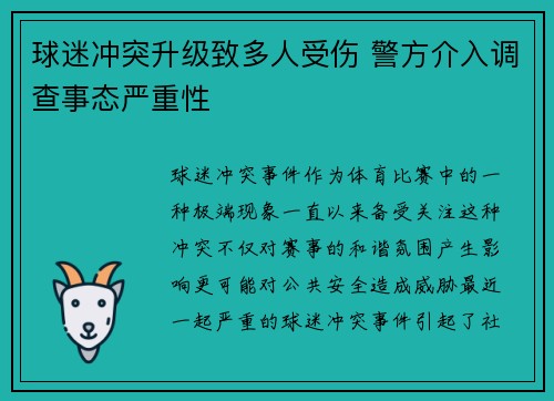球迷冲突升级致多人受伤 警方介入调查事态严重性
